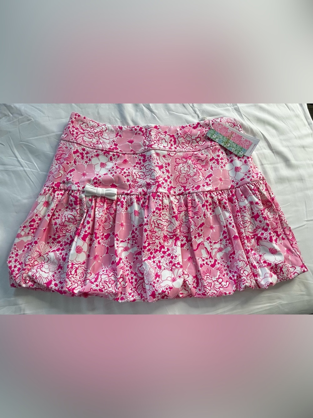 NWT Lilly Pulitzer Delvenie Bubble Skirt in Conch Shell Pink Burst of Joy print - Picture 3 of 5
